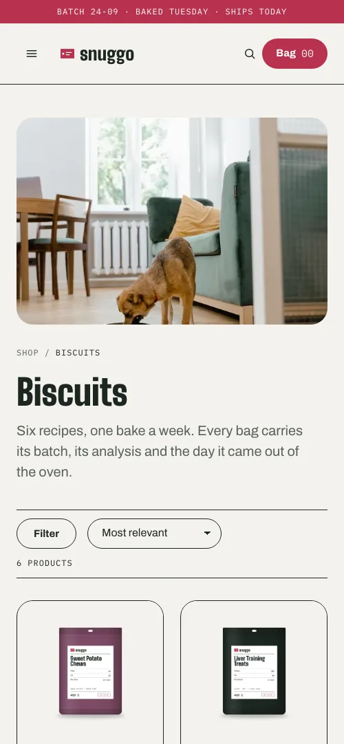 Collection page on a phone.